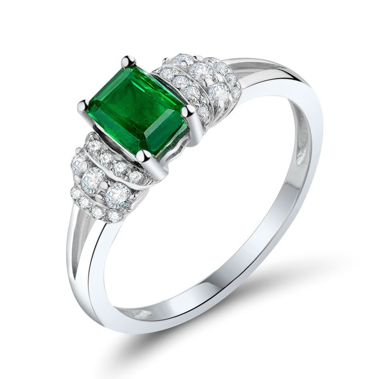 Zlatý prsten s emerald smaragdem a diamanty Mellan