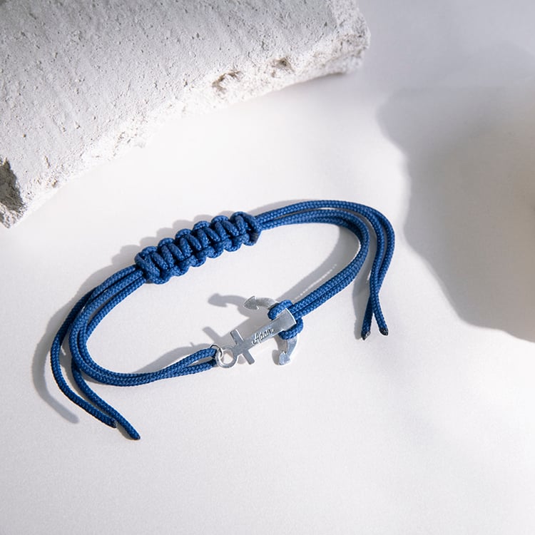 Pánský šňůrkový náramek s kotvou Burks 113175