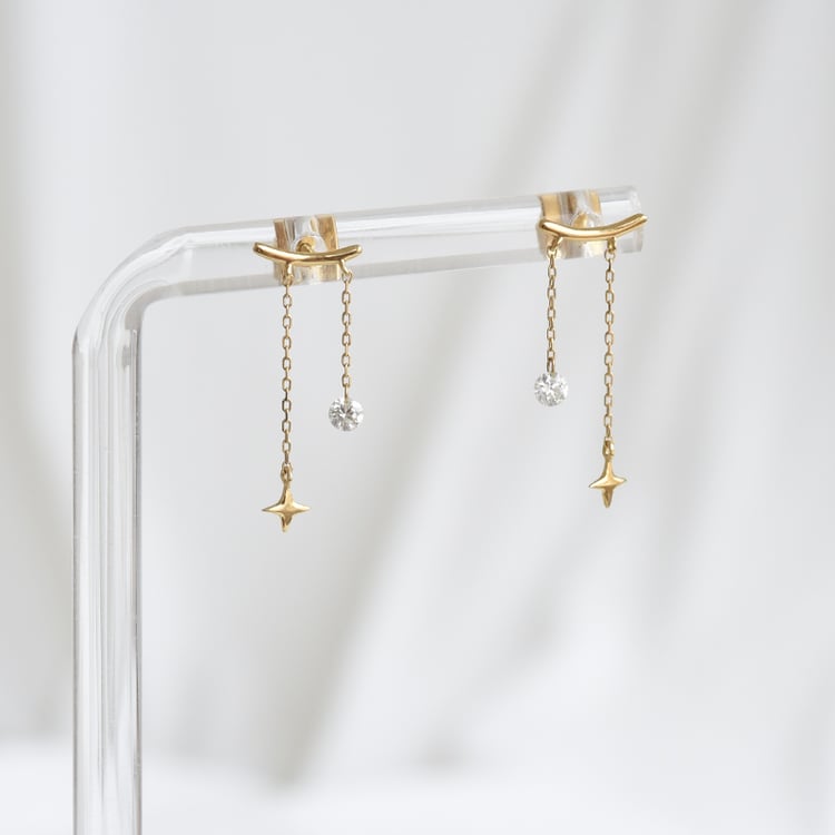 Visací náušnice s hvězdami a diamanty 86794