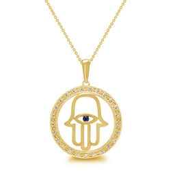 Přívěsek ve tvaru ruky se safírem Hamsa