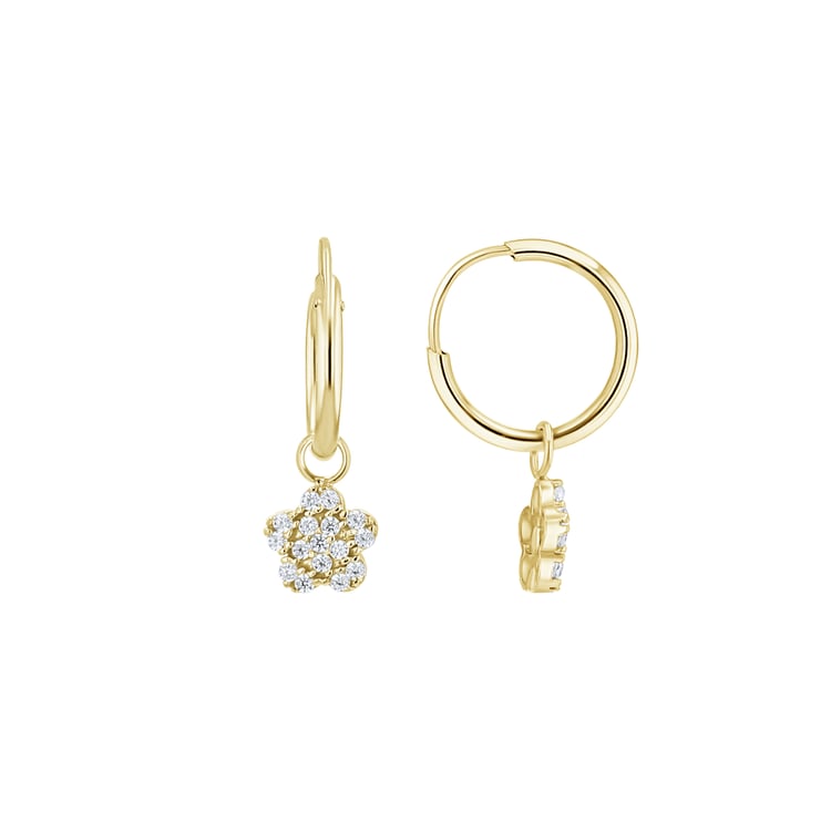 Zlaté dětské náušnice ve tvaru květiny Dahlia 164451