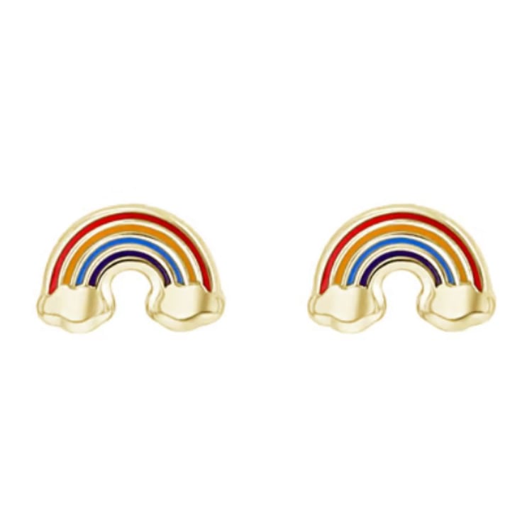 Zlaté dětské náušnice ve tvaru duhy Marigold
