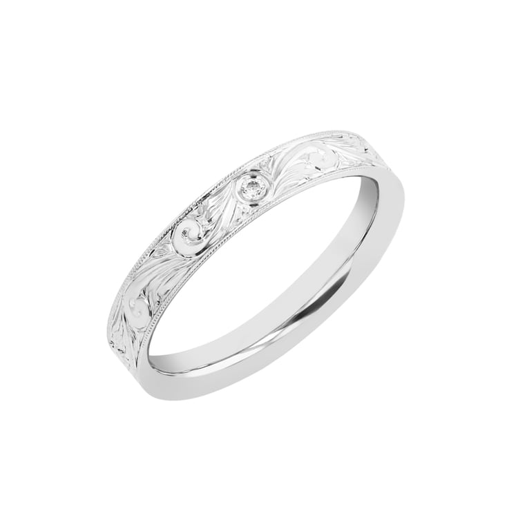 Vintage snubní prsteny s gravírem a diamantem Denton 98398