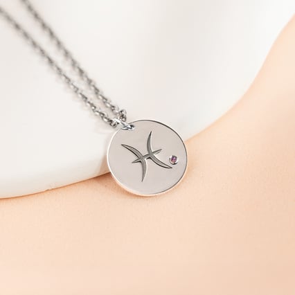 Stříbrný přívěsek se znamením a ametystem Ryby