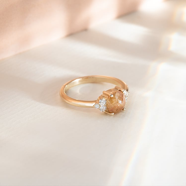 Zlatý prsten se salt and pepper diamantem Agathe 151894