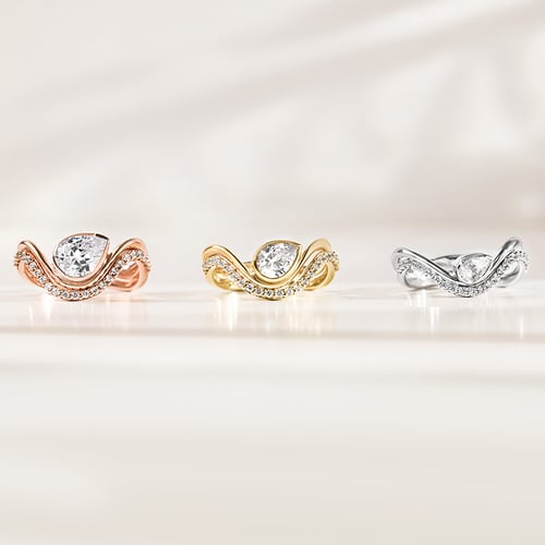 Romantický zásnubní set atypických prstýnků s diamanty Genevive