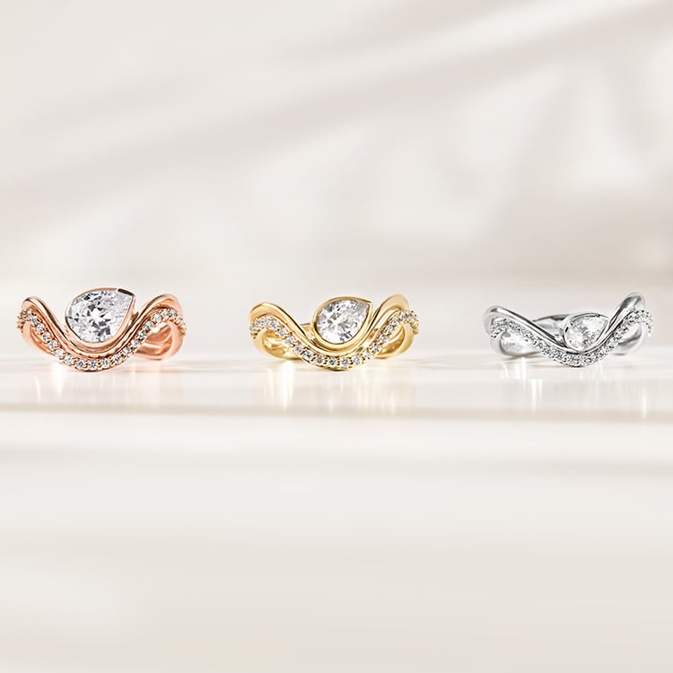 Romantický zásnubní set atypických prstýnků s diamanty 156059