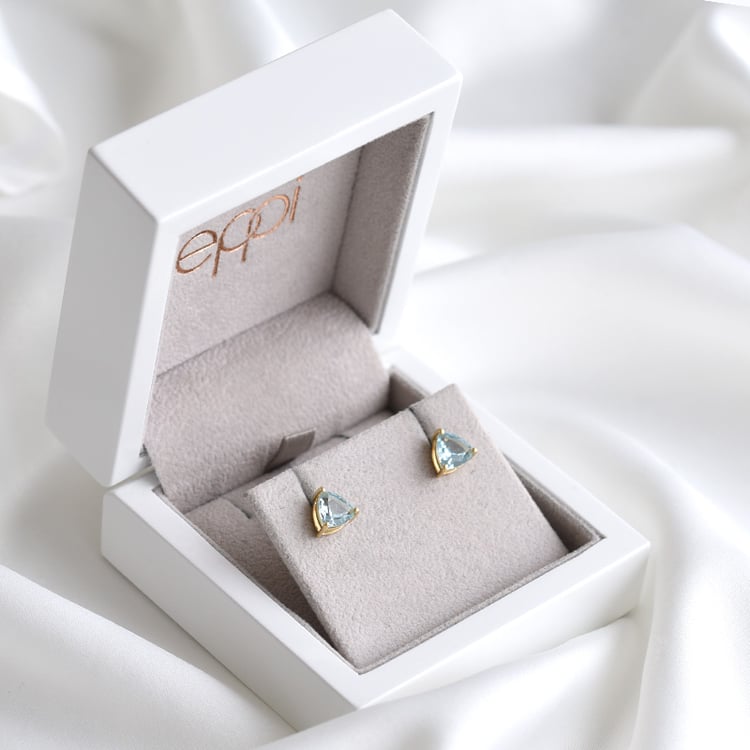 Pozlacené stříbrné náušnice s modrými topazy 78717