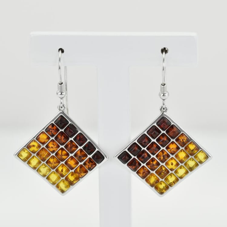 Barevné jantarové náušnice 15201