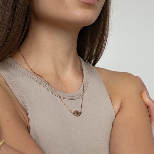 Stříbrný jóga náhrdelník se symbolem Hamsa