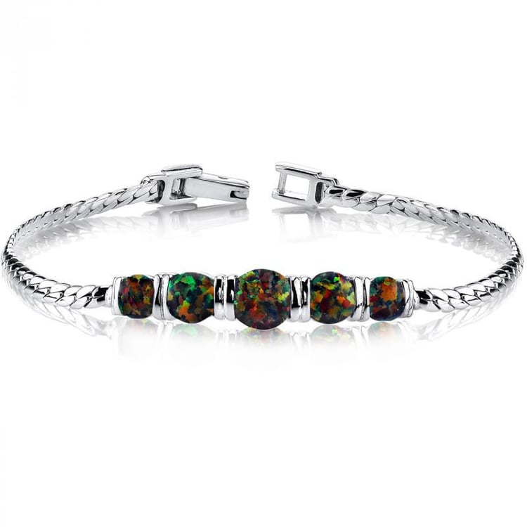 Náramek ze stříbra s opály Amysade