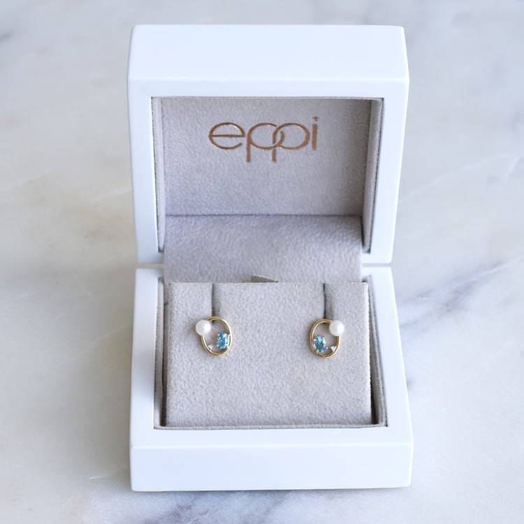 Zlaté náušnice s perlou a topazy 86796