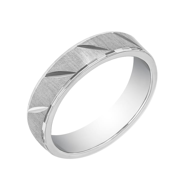 Pánský matný snubní prsten s vroubky 33709