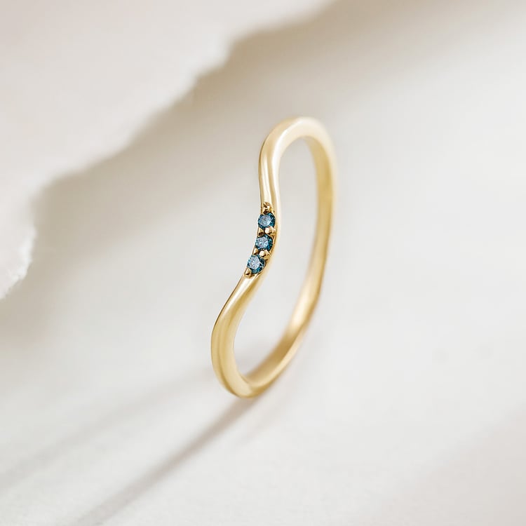 Stříbrný prsten se třemi modrými diamanty 157772