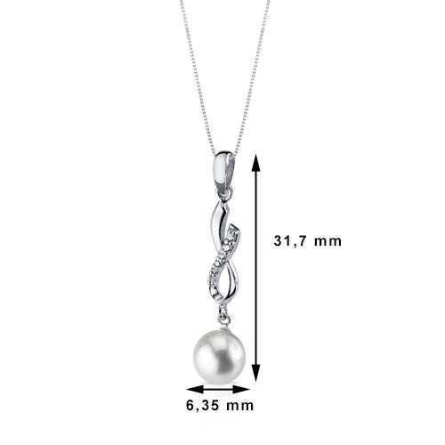 Perlový náhrdelník se zirkony stříbrný 2298