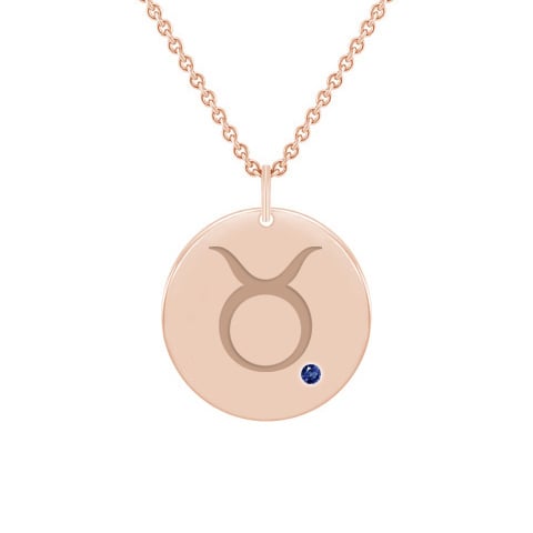 Stříbrný přívěsek se znamením a modrým safírem Býk 103433