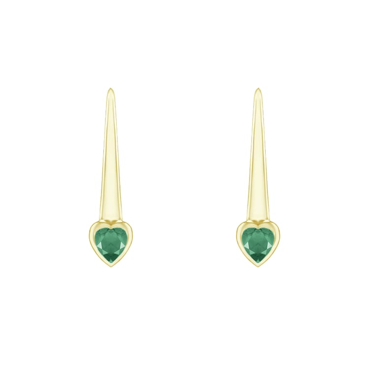 Visací náušnice se smaragdovými srdíčky Levy