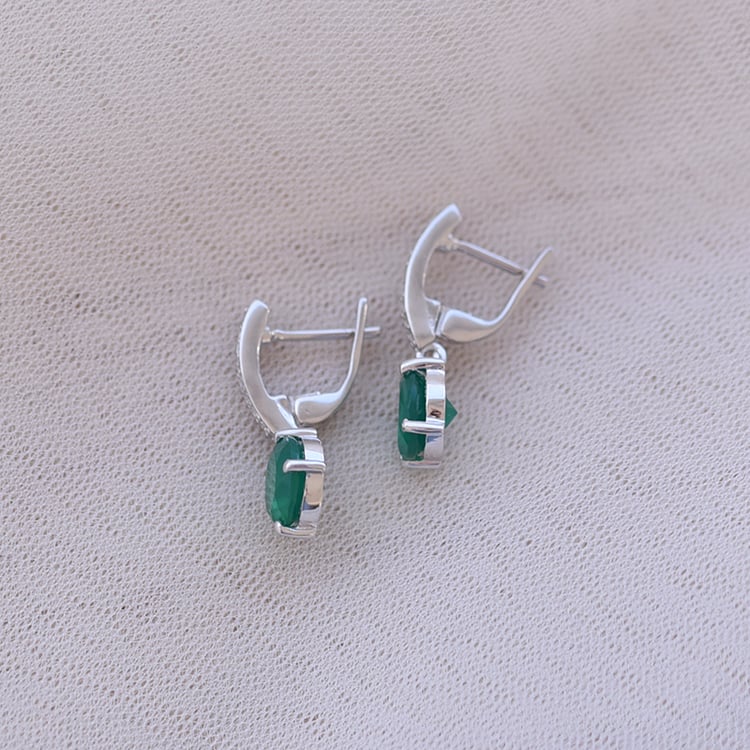 Náušnice se zelenými onyxy a zirkony 60199