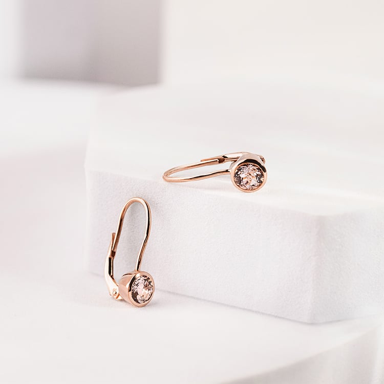 Zlaté visací náušnice s morganity Vega 152965