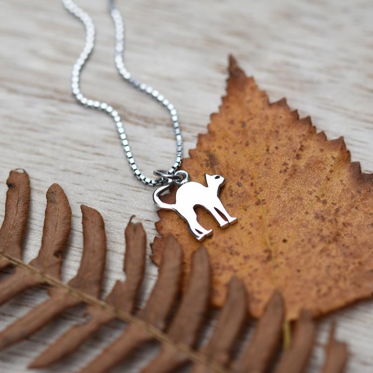 Stříbrný přívěsek ve tvaru kočky Halloweencat 49281