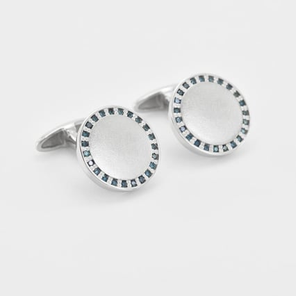 Stříbrné manžetové knoflíčky s modrými diamanty Tallis