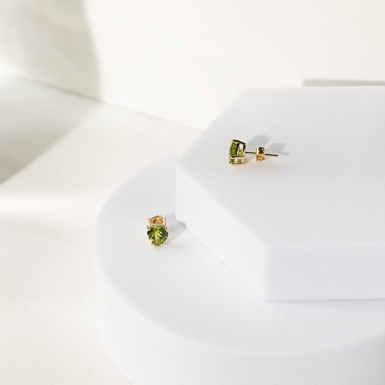 Zlaté náušnice se srdíčkovými olivíny Kaciah 141663