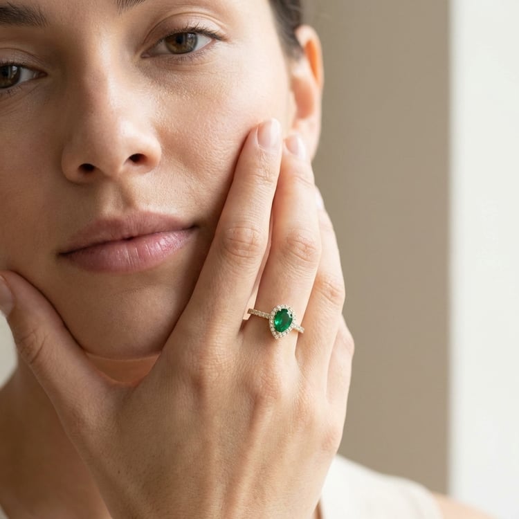 Rozvodový halo prsten s pear lab-grown smaragdem a diamanty Peter 166258