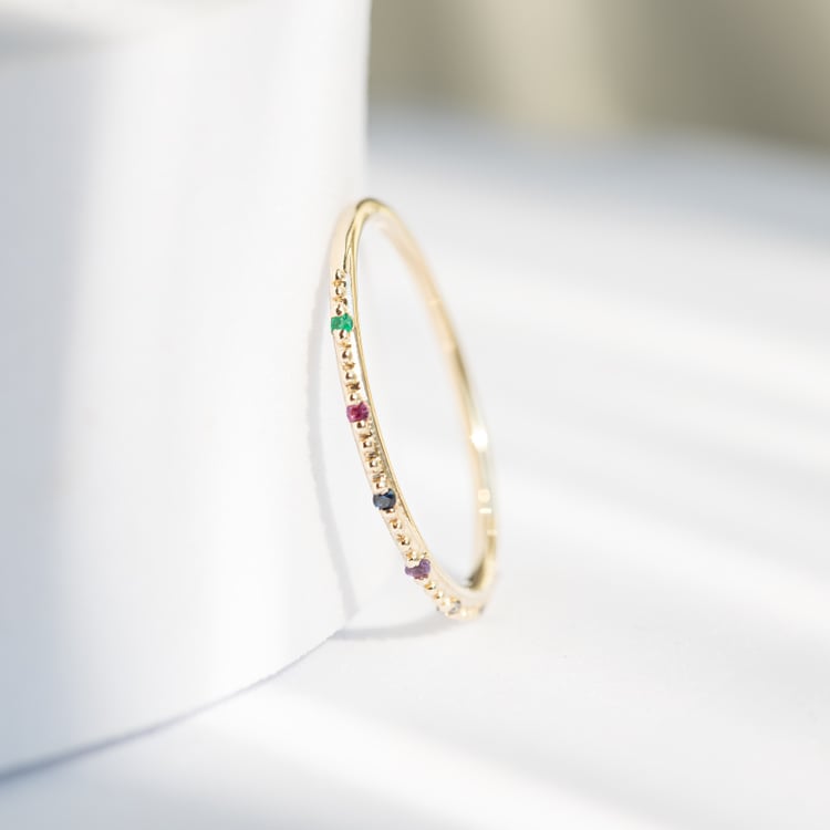 Minimalistický prsten s drahokamy dle vašeho výběru Tess 144597