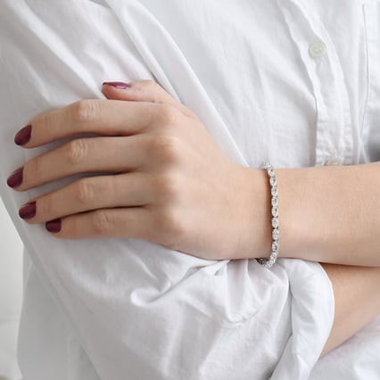 Stříbrný náramek s oválnými zirkony Rolf