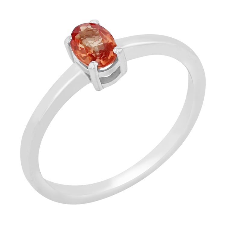Solitaire prsten s oranžovým safírem