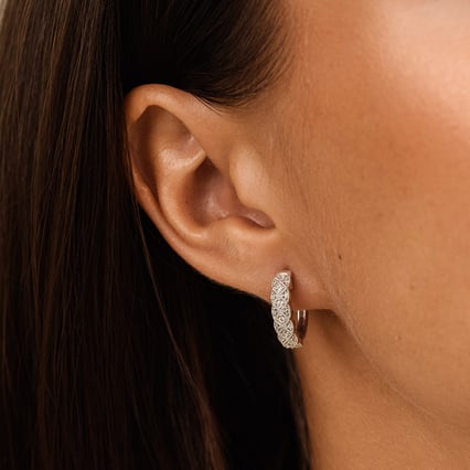 Stříbrné kruhové náušnice s lab-grown diamanty Laura