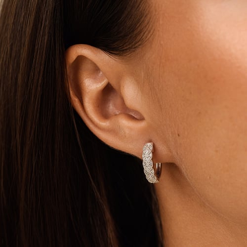 Stříbrné kruhové náušnice s lab-grown diamanty Laura