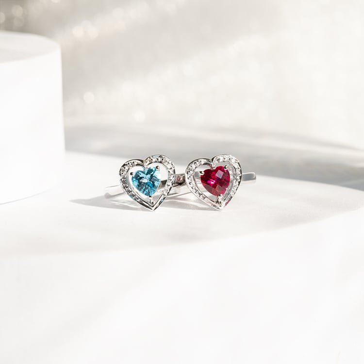 Zlatý prsten s lab-grown rubínovým srdcem a diamanty Liola 144192