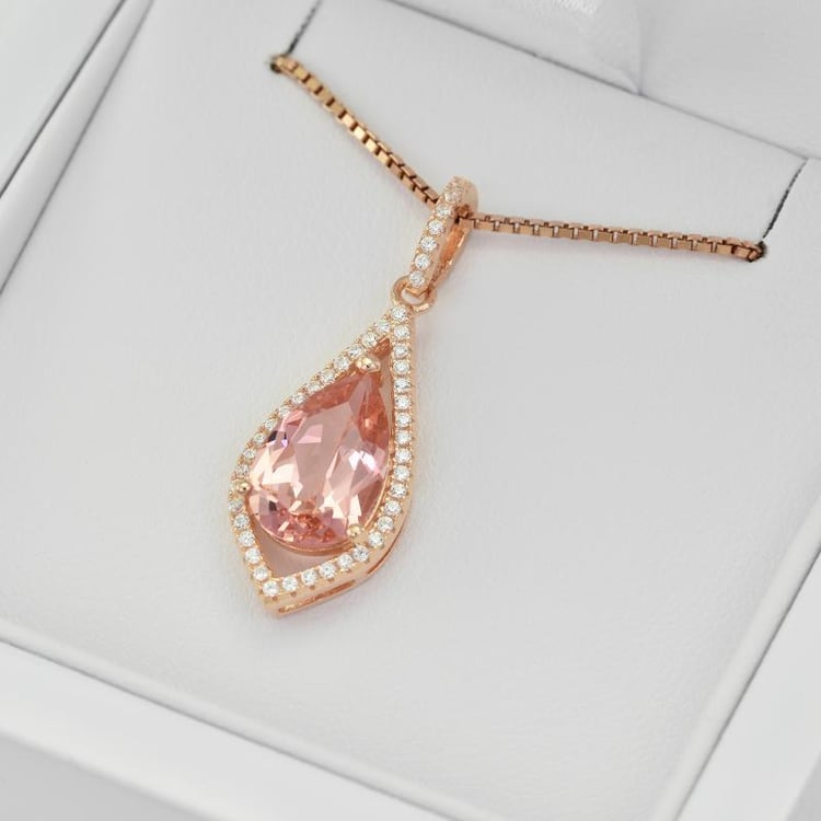 Morganitový stříbrný přívěsek 26158