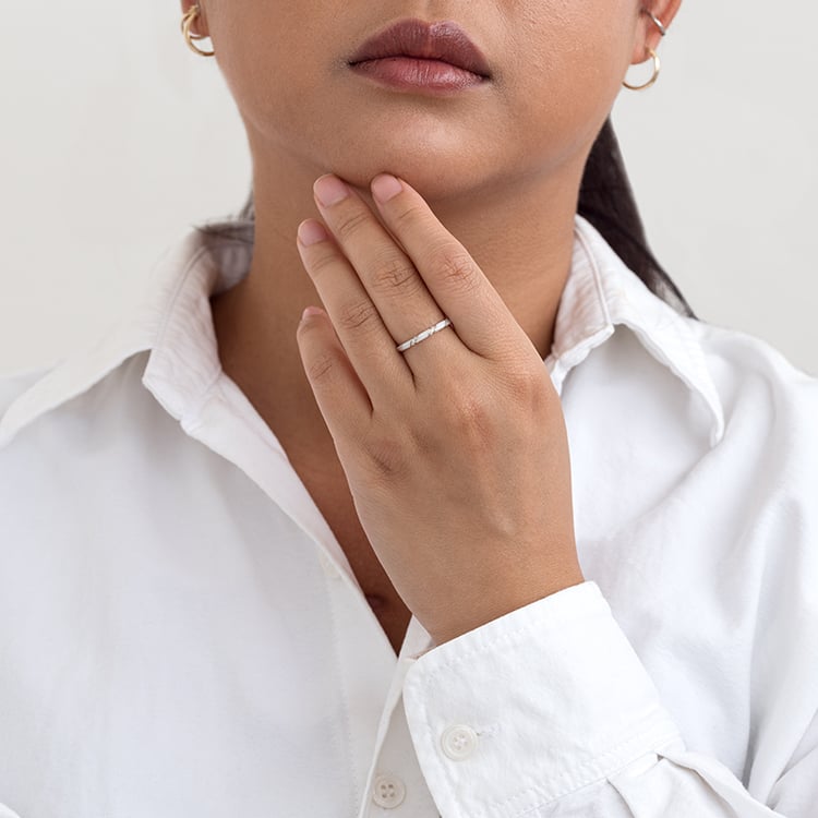 Bílý keramický prsten s diamanty Astair 128495