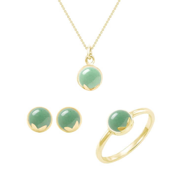 Zlatá kolekce šperků s cabochon avanturíny Giolla