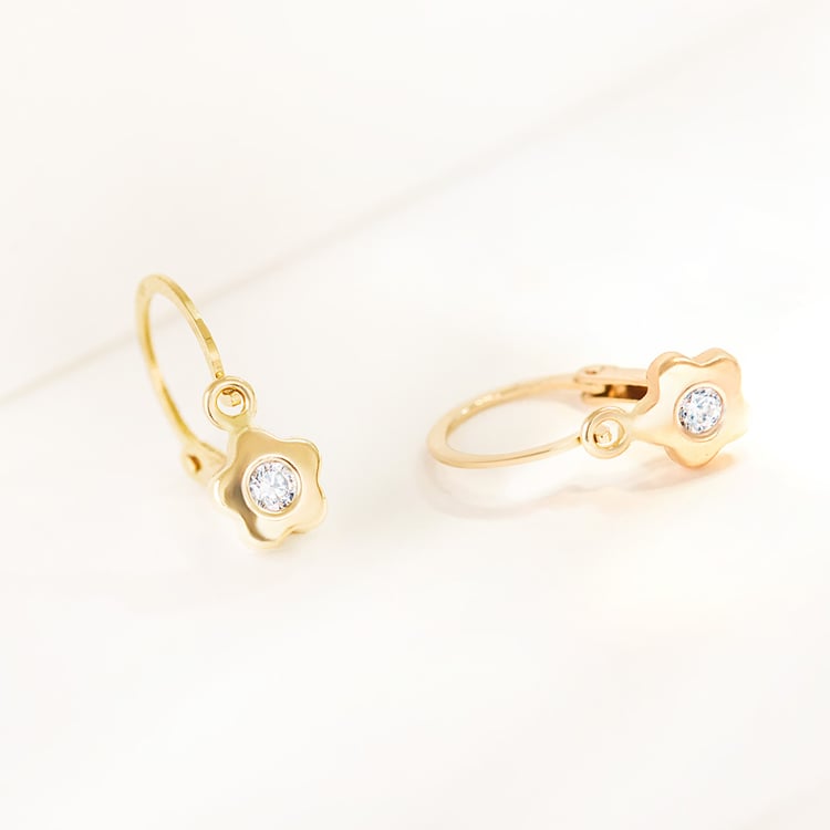 Zlaté dětské náušnice s kytičkou Lily 164343