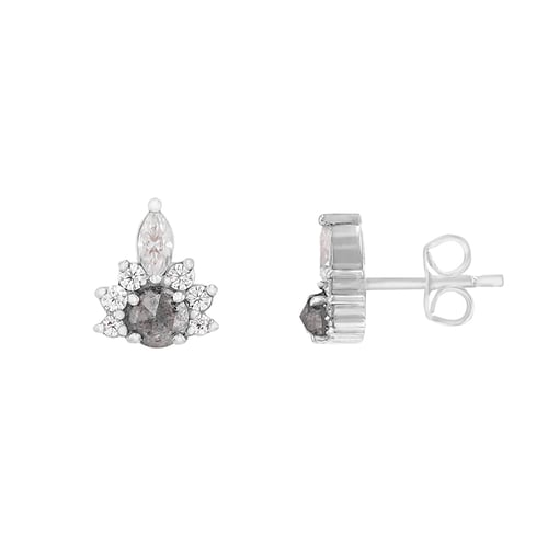 Náušnice se salt and pepper diamanty a moissanity Kruno