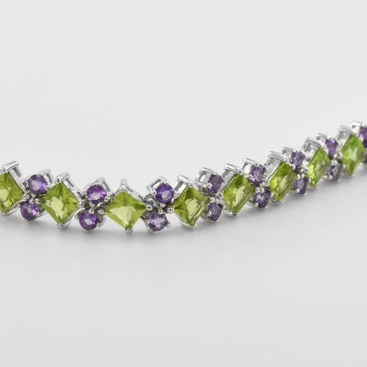 Stříbrný náramek s ametysty 49968