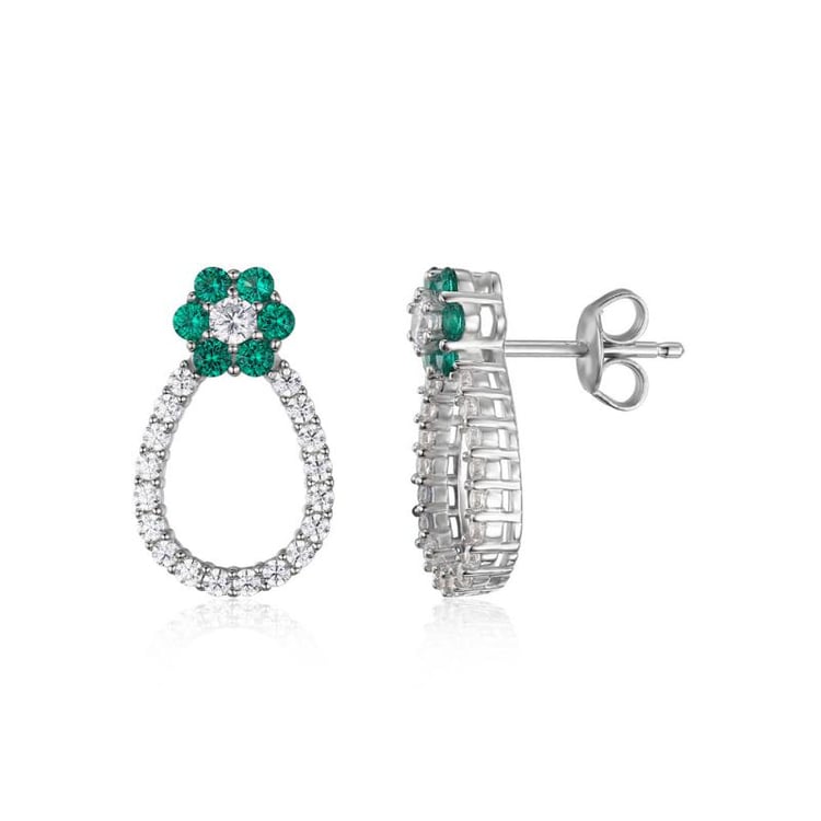 Náušnice se zirkony a smaragdy 22603