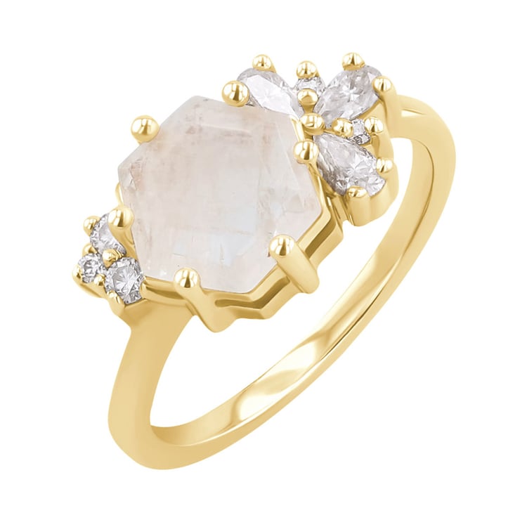 Jedinečný prsten s měsíčním kamenem a moissanity Anita 124111