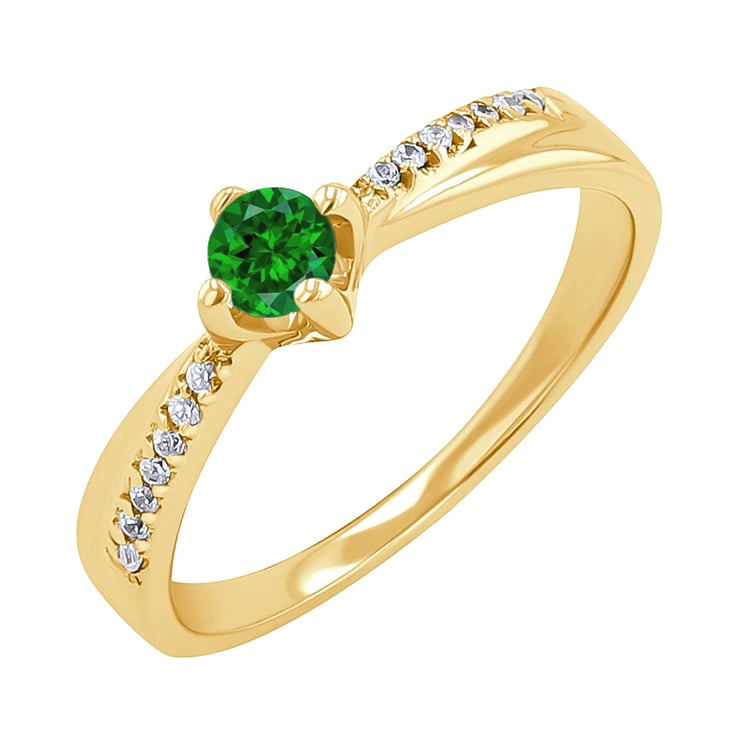 Zlatý prsten s tsavorit granátem a diamanty Sewyn 132383