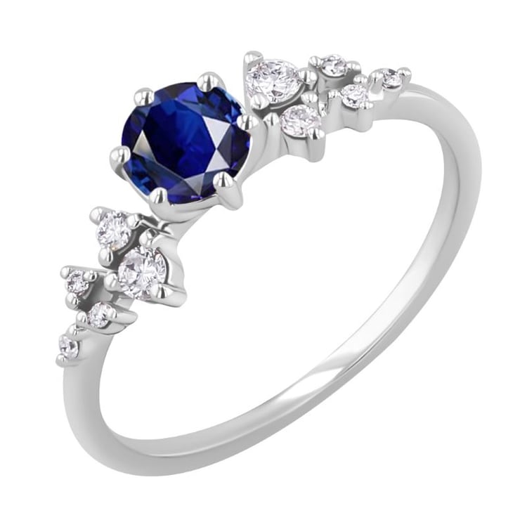 Zásnubní prsten se safírem a diamanty Olha