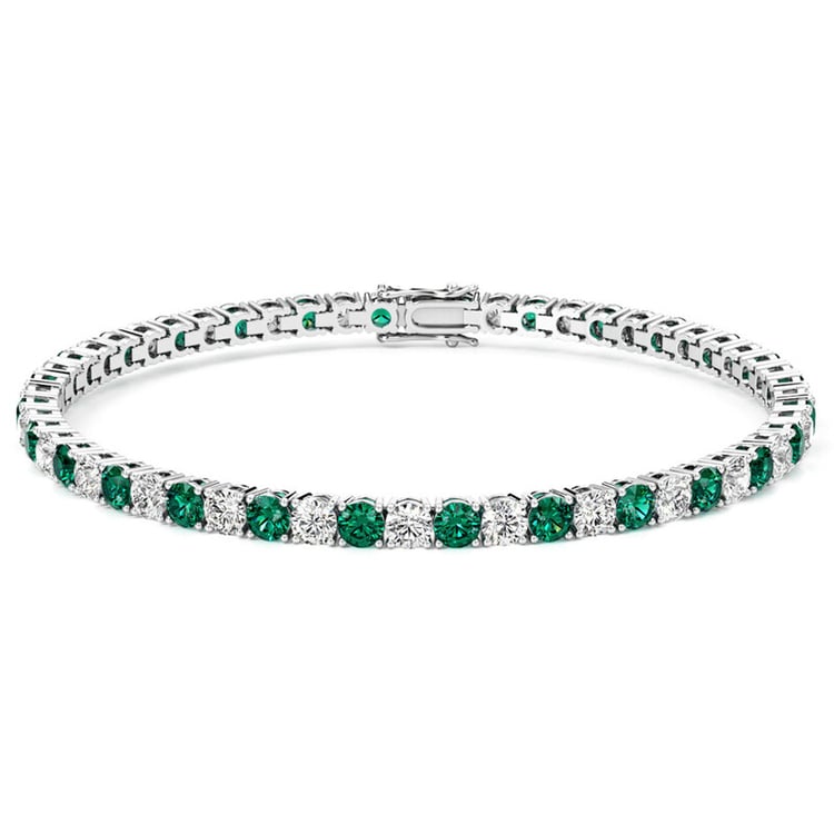 Tenisový náramek s lab-grown smaragdy a diamanty Vekic