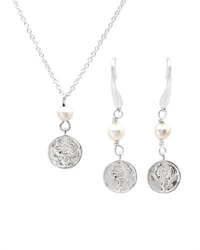 Set ze stříbra s perlami