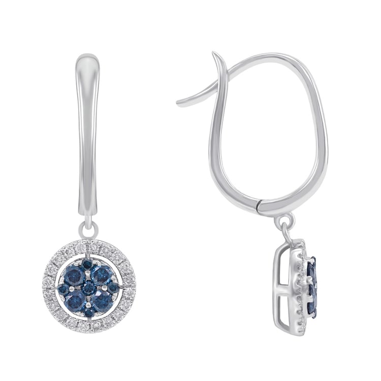 Zlaté náušnice s modrými a bílými diamanty 39729