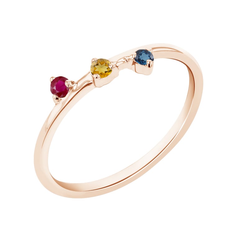 Minimalistický prsten se třemi drahokamy dle vašeho výběru Idalia 115239