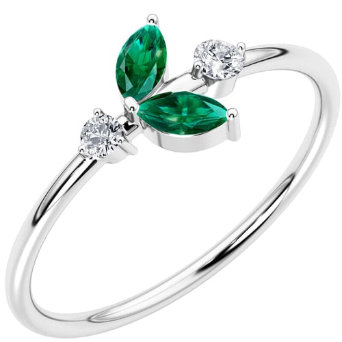Cluster prsten s lab-grown smaragdy a diamanty Chace