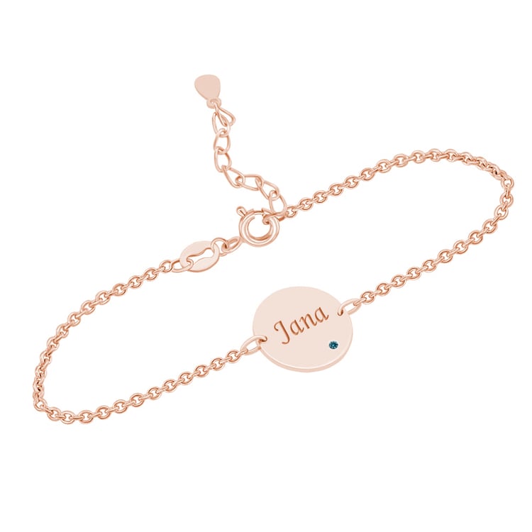 Stříbrný náramek s modrým diamantem a s gravírem dle vaší volby Shalek 142210