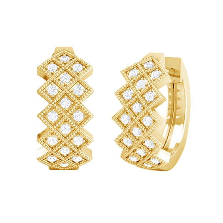 Stříbrné kruhové náušnice s lab-grown diamanty Audhild 160244